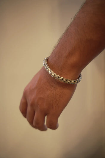 Basket Weave Braided Steel Hearts Bracelet